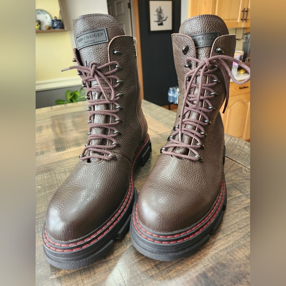 Mens Kurt Geiger Brown Leather Hiking Dress Casual Boots Size 12 / EU 46 - Picture 5 of 14